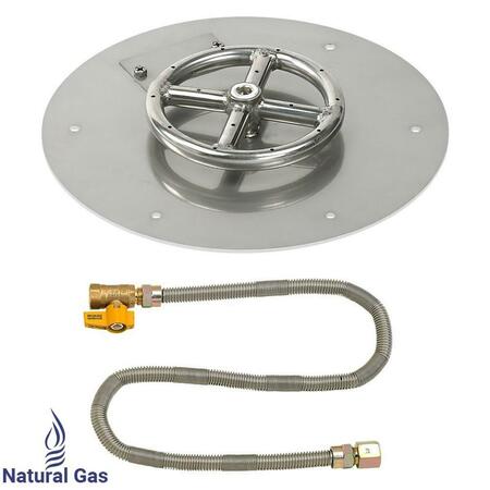 AMERICAN FIREGLASS 12 In. Round Stainless Steel Flat Pan With Match Light Kit - Natural Gas SS-RFPMKIT-N-12